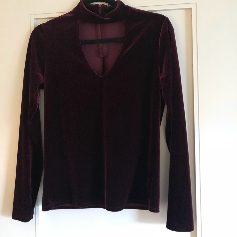 Purple turtleneck velvet vneck shirt